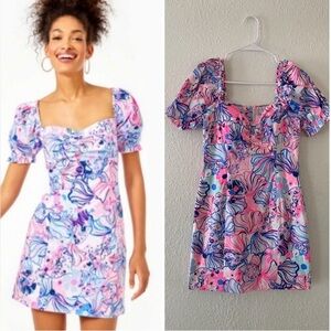 Lilly Pulitzer Keisha Off-The-Shoulder Floral Puff Sleeve Mini Dress